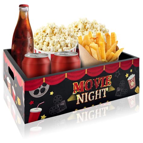 PRICES MAY VARY. 🎞MOVIE NIGHT SNACK TRAY: Our movie night snack holder keeps your snacks organized and provides convenience for you to consume snacks, you can easily grab the snacks you want, such as chips, popcorn, drinks, candies, etc., so that you can enjoy your movie night. 🎞HIGH QUALITY MATERIAL: Our movie night trays is made of high quality pine wood, sturdy and durable, with a water and oil resistant coating, you can easily clean the movie night snack organizer with a rag, very easy to Movie Night Snack Tray, Movie Night Basket, Cinema Popcorn, Popcorn Buckets, Snack Holder, Snack Trays, Snack Holders, Snack Organizer, Christmas Movie Night