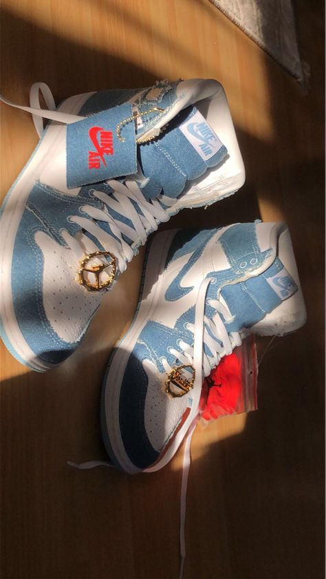 #jordan #denim #shoes #jordan1addict #nike #nikejordan Denim Shoes, Jordan 1 High, Nike Jordan, Cute Shoes, Jordan 1, Me Too Shoes, Jordan, Nike, Sneakers