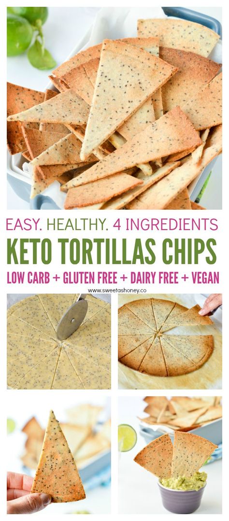 Keto baked tortillas chips. Homemade healthy almond flour chips 100% low carb, gluten free and vegan. #keto #chips #tortillas #lowcarb #vegan #sugarfree Baked Tortillas, Tortillas Chips, Chips Homemade, Keto Chips, Keto Tortillas, Homemade Tortilla Chips, Low Carb Low Fat Recipes, Low Carb Snack, No Carb Recipes