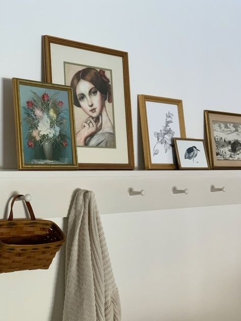 DIY Peg-rail with Art and Decor Shelf — Hartley Home Blanket Peg Rail, Wood Shelf With Peg Hooks, Shaker Peg Rail With Shelf, Hook Rail Entryway, Peg Coat Rack With Shelf, Hallway Peg Rail, Peg Rail Shelf Entryway, Shelf With Hooks Underneath, Shaker Peg Rail Bathroom