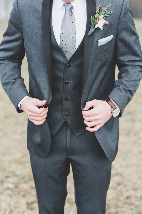 Dark Gray Suit | Gray with Blue Polka Dots Tie | Winter Wedding | Phoenixville Foundry Wedding Winter Groomsmen, Grey Blue Suit, Grooms Suits, Groom Suite, Foundry Wedding, Wedding Sketch, Lilac Wedding Bouquet, Wedding Wallpaper, Groomsmen Grey