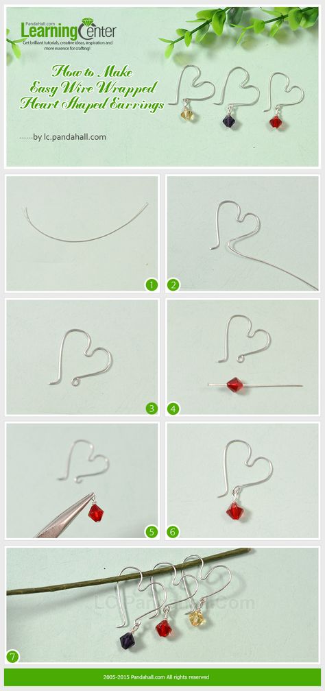 How to Make Easy Wire Wrapped Heart Shaped Earrings Diy Heart Earrings Beads, Heart Earrings Diy, Aluminum Wire Jewelry, Wire Wrapped Heart, Jewelry Making Wire, Making Rings, Random Crafts, Wrapping Jewelry, Wire Wrapping Diy