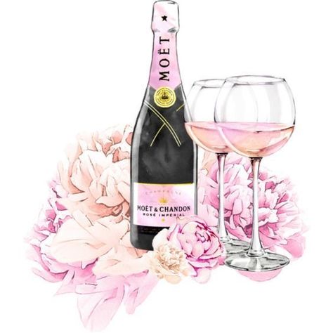 Champagne Moet, Chandon Rose, Magic Dust, Fashion Illustration Watercolor, Birthday Illustration, Pink Drink, Planner Art, Best Friend Jewelry, Decoupage Vintage