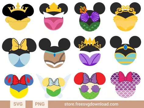 Disney Door Decs, Disney Characters Heads, Elsa Svg, Mickey Head Svg, Disney Journal, Deco Disney, Cricut Disney, Princess Crafts, Princess Svg