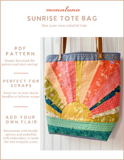 Put a little sunshine in your life with our Sunrise Tote Bag pattern! This pattern is the perfect way to get crafty and bring a bit of warmth with you on the go. Best of all, the easy-to-follow pdf pattern will have you stitching up your very own sunrise in no time! Get ready to go, glow, and sew! The pattern is great Diy Hobbies, Tote Bag Sewing, Fall Sewing Projects, Bag Tutorials, Fall Sewing, Sewing Machine Projects, Crochet Bag Tutorials, Small Sewing, Diy Vetement