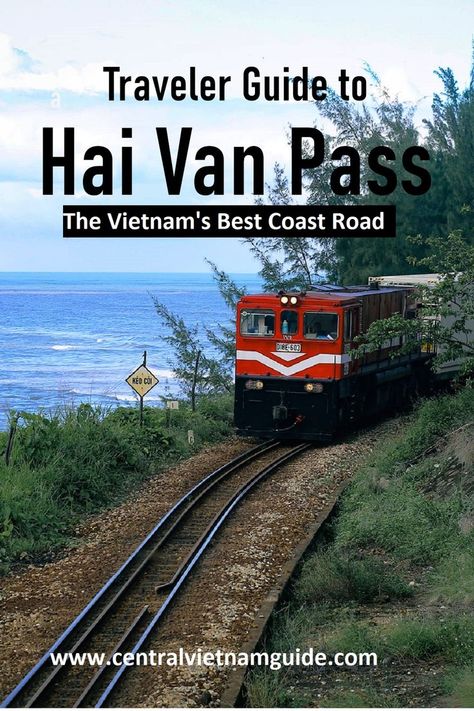 20km-long Hai Van between Da Nang and Hue, is the best coast road in Vietnam. Travelers can expect fun rides with twists, turns and many hairpins, and picteresque outlooks. This guide provides everything about Hai Van Pass. #haivanpass #haivanpassvietnam #danangpass #huepass #langco #langcovietnam #haivanpasstrain Map Route, Long Hai, Da Nang, Railroad Tracks, Travel Guide, Vietnam, Train, Road, History