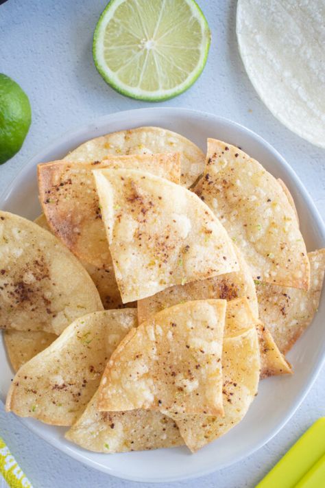 lime chips Homemade Lime Tortilla Chips, Hint Of Lime Tortilla Chips, Puffy Tortilla Chips, Tortilla Chips Homemade, Lime Chips, Air Fryer Tortilla Chips, Lime Tortilla Chips, Flour Tortilla Chips, Recipes Sauces