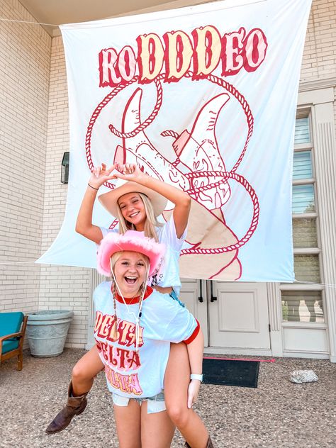 Sorority Rodeo Theme, Country Bid Day Theme, Rodeo Bid Day, Cowgirl Bid Day Theme, Cowboy Bid Day Theme Sorority, Cowgirl Sorority Theme, Tri Delta Bid Day, Cowgirl Bid Day, Bid Day Themes Sorority