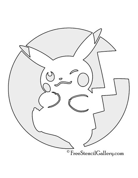 Pokemon - Pikachu Stencil 03 | Free Stencil Gallery Pikachu Stencil, Pikachu Pumpkin Stencil, Pikachu Pumpkin Carving, Pokemon Pumpkin Stencils, Pokemon Stencils, Pikachu Pumpkin, Disney Pumpkin Carving Templates, Pokemon Pumpkin, Pumpkin Carving Stencils Templates