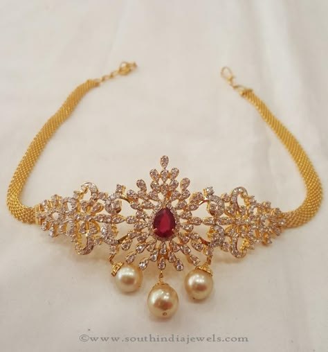 Gold Dandapatti Designs, Gold Armlet Designs, Bridal Armlet Designs. Armlet Designs, Vanki Designs Jewellery, Indian Diamond Jewellery, Diamond Solitaire Pendant, Choker Necklace Designs, Choker Designs, Beautiful Gold Necklaces, Gold Pendant Jewelry, Gold Bride Jewelry