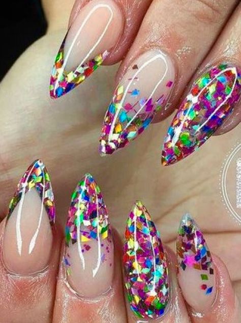 # Nails Confetti Nails, Stiletto Nail Art, Nails Stiletto, Stiletto Nails Designs, Hot Nails, Bling Nails, Fancy Nails, Negative Space, Gorgeous Nails