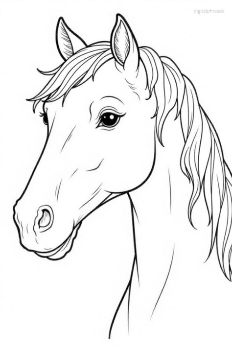 Explore 25 beautiful horse coloring pages that capture the grace and beauty of these majestic animals. Perfect for horse lovers, these designs are sure to inspire creativity and relaxation. Coloring Horses Free Printable, Horse Coloring Pages Realistic, Horse Coloring Sheet, Horse Coloring Pages Free Printable, Horse Lineart, Horse Paintings Acrylic, Easy Horse Drawing, Horse Head Drawing, Clip Art Animals