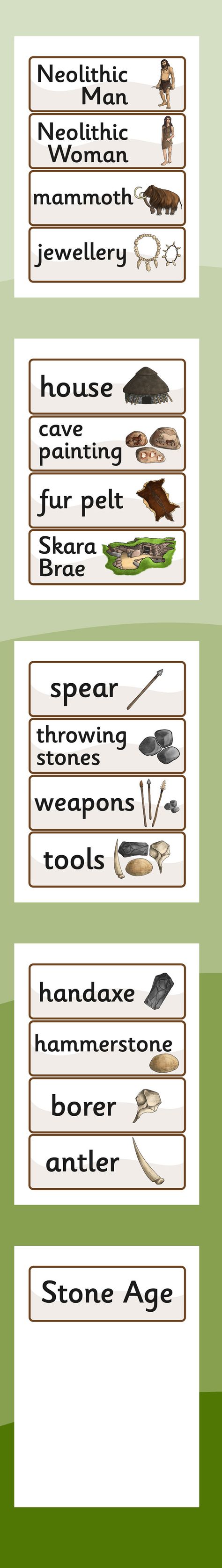 KS2 The Stone Age- The Stone Age Word Cards Stone Age Ks2, Early Man, Early Humans, Primary Resources, Cave Paintings, Year 3, Iron Age, Stone Age, Ice Age