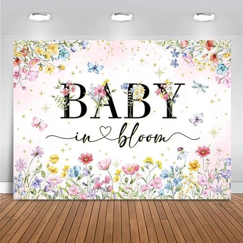 Wildflower Backdrop Baby in Bloom Floral Baby Shower Decorations Girls Butterfly Golden Dot A Little Wildflower is On The Way Decorations for Baby Shower Background Banner - Walmart.com Baby In Bloom Baby Shower Theme Backdrop, Baby Shower Banner Ideas, Wildflower Backdrop, Wildflower Is On The Way, Decorations For Baby Shower, Floral Baby Shower Decorations, Shower Background, Baby Shower Background, Baby In Bloom