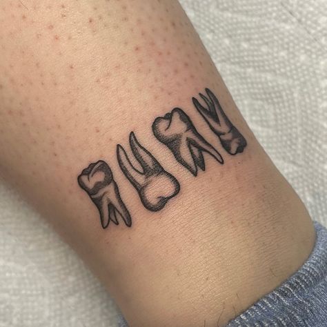 Wisdom Teeth Tattoo, Tattoo Teeth, Wisdom Tooth Tattoo, Dental Tattoo, Tooth Tattoos, Dental Tattoo Ideas, Cute Witchy Tattoos, Teeth Tattoo Ideas, Tooth Art