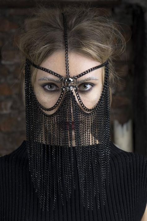 Chain Headdress, Face Chain, Chain Headband, Chain Headpiece, Chain Mask, Face Veil, Hair Chains, Face Jewellery, Mask Black