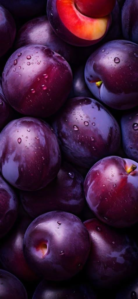 Plum Aesthetic Fruit, Plums Aesthetic, Plum Aesthetic, Plum Wallpaper, Plum Fruit, Purple Fruit, Iphone Wallpaper Stills, Fruits Images, Fruit Wallpaper