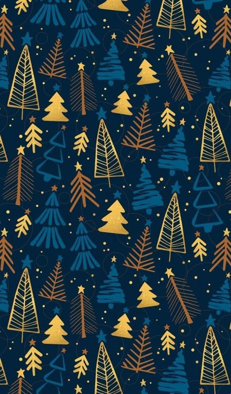 Blue Gold Christmas, Xmas Wallpaper, Christmas Phone Wallpaper, Holiday Wallpaper, Xmas Trees, Digital Patterns, Wallpaper Iphone Christmas, Winter Wallpaper, Christmas Printable