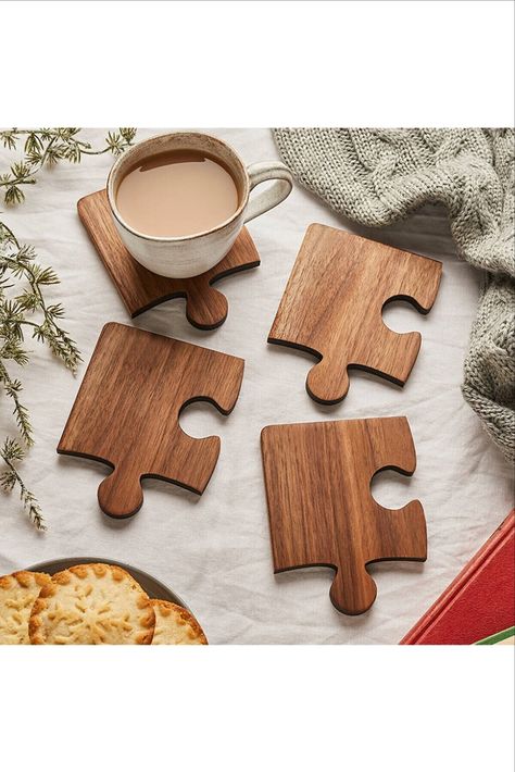 Wooden Patterned Puzzle Wood Coaster Set of 4 10x10 Cm Desktop Decoration Item Wood Souvenir Ideas, Wooden Souvenirs Ideas, Wood Coaster Ideas, Wooden Coaster Ideas, Wood Puzzles Patterns, Wooden Cups, Puzzle Wood, Souvenir Ideas, Woodwork Ideas