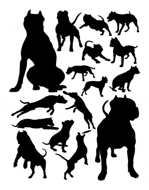 Pitbull dog animal silhouettes. Vector ... Pitbull Silhouette, Dog Character, Logo Dog, Pitbull Art, Bully Breeds Dogs, Logo Sport, Terrier Breeds, Doberman Dogs, Dog Decals