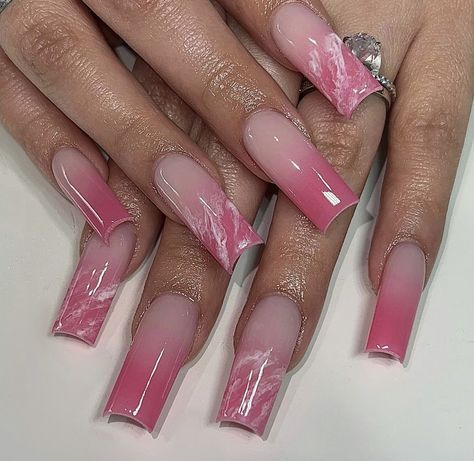 2023 Nails Summer, Gel X Nail Art, Nails Pink Ombre, Pink Tip Nails, Long Square Nails, Pink Ombre Nails, Simple Gel Nails, Short Square Acrylic Nails, Acrylic Nails Coffin Pink