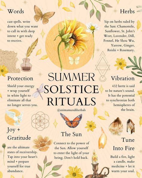 The Summer Solstice is a sacred time, commemorated by our ancestors through fire and ceremony, honoring the Sun as it peaks high in the sky and stretches the day into the longest of the year. It’s often said to be a time of new beginnings; with the changing of the seasons, we say goodbye to a long, stagnant period of self-reflection and welcome the fiery energy of the Sun to propel us forward. This very physical changing of the seasons is a powerful time to manifest spiritual transformations... Wicca Holidays, Summer Equinox, Arnica Salve, Hawthorn Berry, Spiritual Transformation, Herbal Magic, Baby Witch, Witch Magic, Golden Sun