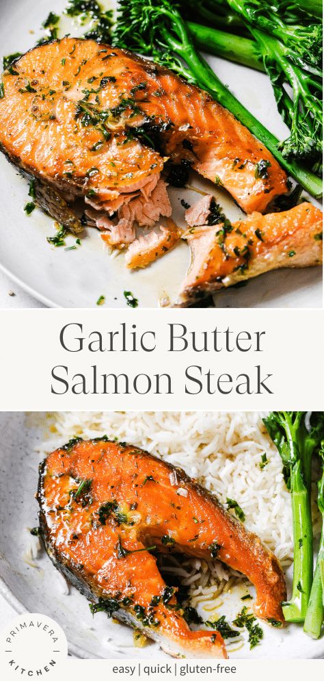 Steak Salmon Recipes, Salmon Steaks In Oven, Salmon Steak Recipes Grilled, Salmon Steak Recipes Baked, Garlic Butter Salmon Recipes, Salmon Steaks In Air Fryer, Salmon Steaks Recipes, Fish Steak Recipes, Salmon Steak Recipes Air Fryer