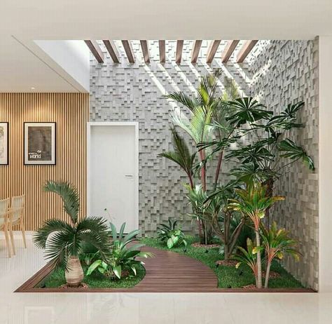 Indoor Courtyard Garden, Courtyard Garden Ideas, Hall Room Design, Indoor Zen Garden, Vertikal Garden, Small Backyard Garden Design, Indoor Courtyard, House Renovation Projects, Courtyard House Plans