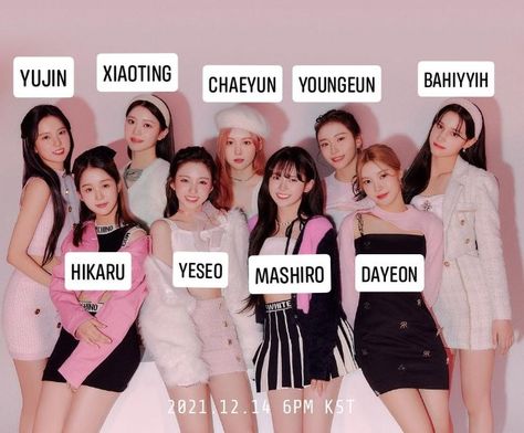 Kepler Group Photo With Names, Kep1er Group Photo With Name, Kpop Group Names, Girls Group Names, Kep1er Yujin, Kep1er Icons, Group Names, Kpop Profiles, Kpop Group