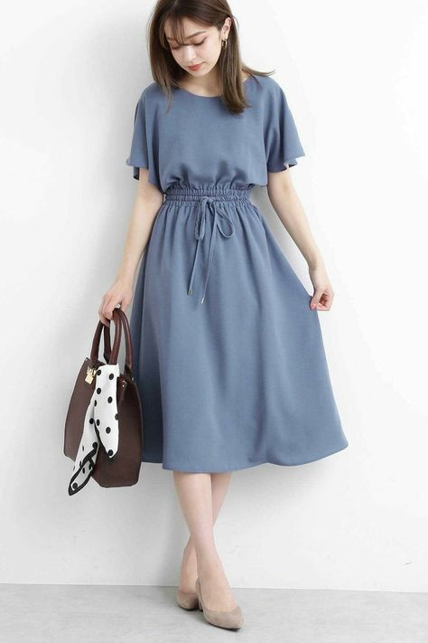 Summer Dress Ideas Casual, Trendy Frocks For Women, Tops For Skirts, Vestidos Korean Style, Cute Midi Dresses, Dress Ideas Casual, Casual Dresses For Summer, Cute Trendy Dresses, Casual Frocks