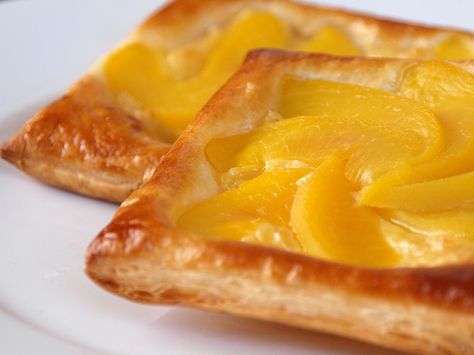 Pastry Dough Recipe | Peach and Custard Danish Pastry | Ang Sarap (A Tagalog word for "It's ... Peach Danish, Custard Danish, Peach Custard, Peach Puff Pastry, Pastry Dough Recipe, Danish Cuisine, Puff Pastry Desserts, Danish Pastry, Danish Food