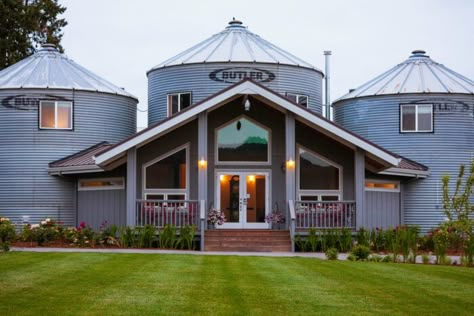 Grain Bin House, Grain Bins, Silo House, Oregon Wine Country, Grain Silo, Unique Farmhouse, Architecture Model Making, Abbey Road, Barn House Plans