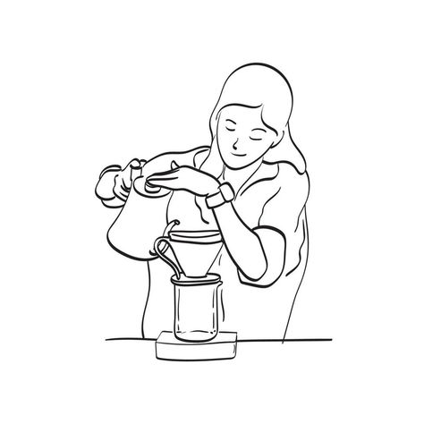 Barista Drawing, Female Barista, Background Line Art, Web Comic, Coffee Farm, Woman Illustration, Arabica Coffee, How To Make Coffee, People Illustration