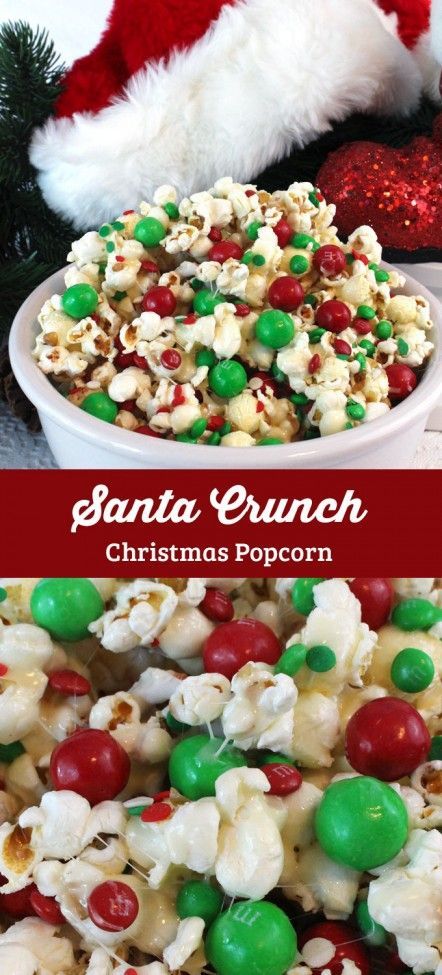 Santa Crunch Christmas Popcorn Recipe, Fun Treat For The Whole Family, Pin It Today For Christmas! Movie Night Desserts, Christmas Popcorn, Best Christmas Desserts, Popcorn Recipes, Christmas Treat, Snacks Für Party, Christmas Party Food, Christmas Snacks, Christmas Cooking