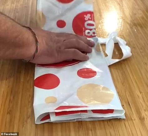 Coles shopper shares his simple trick to folding shopping bags that will save you space How To Fold Reusable Bags Shopping, Folding Reusable Grocery Bags, Folding Plastic Bags For Storage, Fold Plastic Bags, Cheap Eco-friendly Foldable Bags, Reusable Plastic Bags, Folding Shopping Bags, Space Saving Hacks, Folding Bag