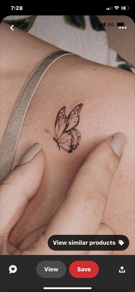 Deer Butterfly Tattoo, Landed Butterfly Tattoo, Deer And Butterfly Tattoo, Butterfly Landing Tattoo, Butterfly Landing On Flower Tattoo, Landing Butterfly Tattoo, Tm Tattoo, Side Butterfly Tattoo, Butterfly Landing