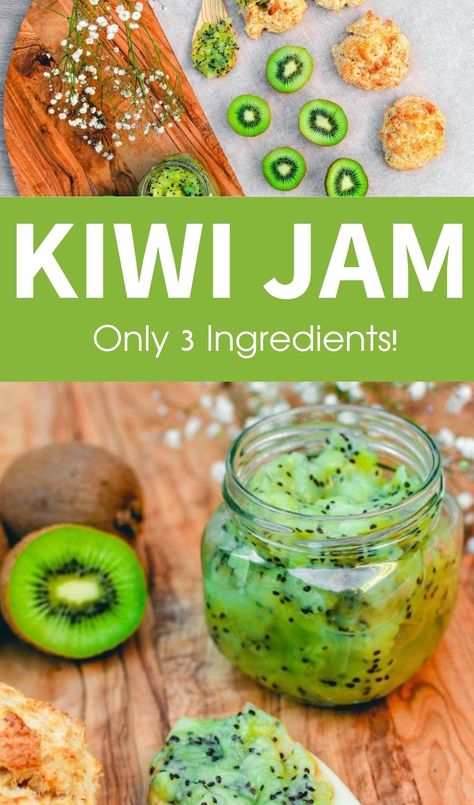 3-Ingredient Kiwi Jam Recipe I recipes with kiwis | easy jam recipes | how to can jelly | how to make jelly | easy canned kiwi jam recipe | fruit jam recipe | fruit jelly recipe with kiwis #kiwi #kiwifruit #jamrecipes #canning #canningrecipes Kiwi Jelly Recipe, Kiwi Jam Recipe, Easy Jam Recipes, Fruit Jelly Recipe, Kiwi Jam, Easy Jam Recipe, Fruit Jam Recipes, Kiwi Recipes, Easy Jam