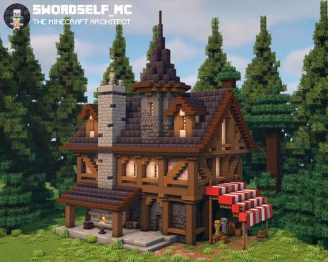 Elvish House, Medieval Builds, Blossom Craft, Minecraft Medieval House, Minecraft Building Blueprints, Minecraft Kingdom, Minecraft Building Ideas, Minecraft Village, Minecraft City Buildings