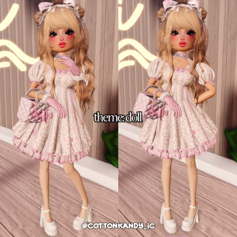 dress to impress theme doll pink softie outfit inspo no vip Softie Outfit Ideas, Dress To Impress Fits No Vip, Cute Dress To Impress Outfits No Vip, Softie Dress To Impress Outfit, Doll Outfit Dress To Impress, Doll Dress To Impress Outfit, Dress To Impress Pink Theme, Dress To Impress Doll Theme, Pink Dress To Impress Outfit