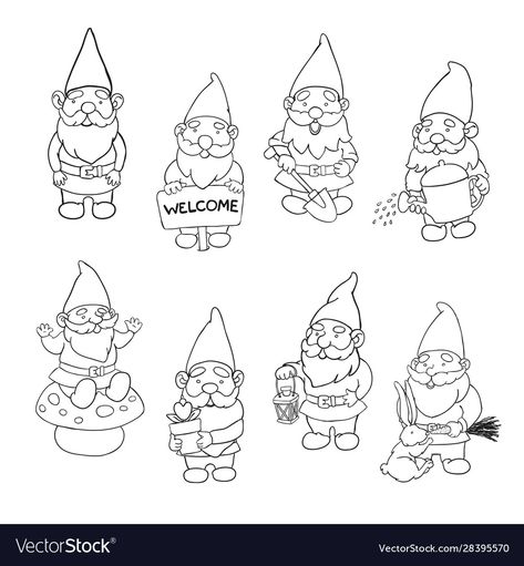 Gnome Tattoo, Fairytale Characters, Gnome Crafts, Black Friday Sale Banner, Fairy Drawings, Art Sketches Doodles, Garden Gnomes, Wood Burning Patterns, Plastic Canvas Patterns Free