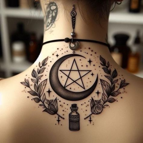 Simple Chest Piece Tattoos For Women, Witchy Back Tattoo Ideas, Vampire Lady Tattoo, Witchy Chest Tattoo Female, Take Me Back To Eden Tattoo, Witchy Tattoo Ideas Witchcraft, Paranormal Tattoo Ideas, Eyeballs Tattoo, Witchy Back Tattoo