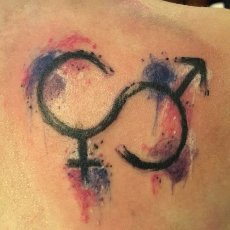 New Genderfluid tattoo Gender Fluid Tattoo Ideas, Gender Symbol Tattoo, Gender Fluid Tattoo, Nonbinary Tattoo Ideas, Non Binary Tattoo Ideas, Lgbtq Tattoos Ideas, Nonbinary Tattoo, Genderfluid Symbol, Trans Tattoo Ideas