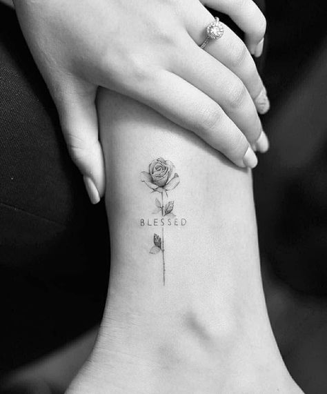 Blessed Tattoos, Shape Tattoo, Muster Tattoos, Small Flower Tattoos, Cat Tattoos, Tiny Tattoo, Flower Tattoo Designs, Ankle Tattoo, Little Tattoos