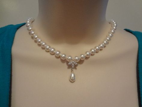 Wedding Necklace Pearl, Pearl Wedding Necklace, Jewelry Necklace Simple, Wedding Necklace Set, Fancy Jewelry Necklace, Pretty Jewelry Necklaces, Bridal Pearl Necklace, Pearl Drop Necklace, Pearl Necklace Designs