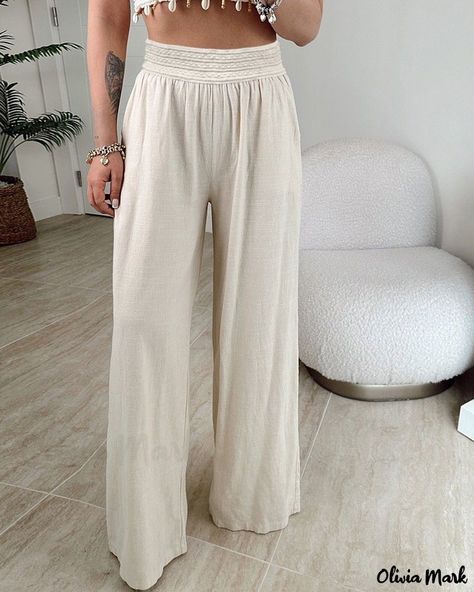 High Waisted Flowy Pants, Women High Waist Pants, Plaid Dress Pants, Casual Wide Leg Pants, Flared Trousers, Flowy Pants, Flare Trousers, Flared Pants, Casual Style Outfits