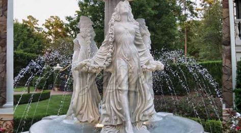 Woman Hand Carved White Marble Water Fountain Suppliers-You Fine Sculpture Minecraft Fountain, Fountain Statue, Pure White Marble, Sculpture Fountain, Outdoors Ideas, Statue Fountain, Woman Hand, Victorian Aesthetic, Urban Interiors