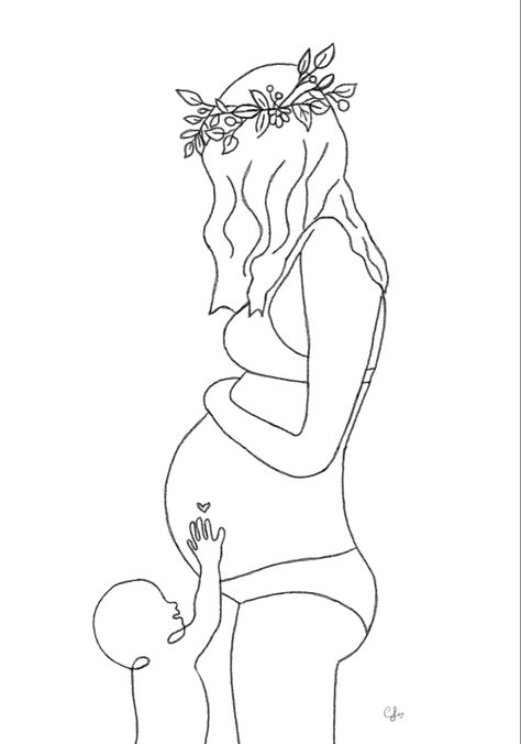 How To Draw Pregnant Women, Pregnant Women Drawing Art, Line Art Pregnant, Pregnant Lady Drawing, Line Drawing Pregnant, Pregnancy Drawing, Pregnant Lady Sketch, Pregnant Woman Line Drawing, Embroidery Hoop Art Diy