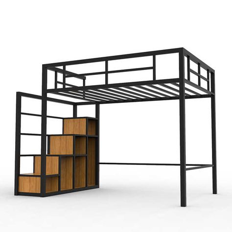 Industrial Bunk Beds, Bed Cheap, Loft Beds For Small Rooms, Modern Loft Bed, Steel Bed Design, Bed Loft, Trundle Beds, Loft Type, Bed Bunk