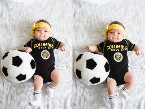 growgardnergrow- baby and soccer - columbus crew baby - Columbus Crew Sc, Boy Pics, Soccer Baby, Monthly Baby Pictures, Soccer Theme, Monthly Baby Photos, Columbus Crew, Baby Boy Pictures, Western Party