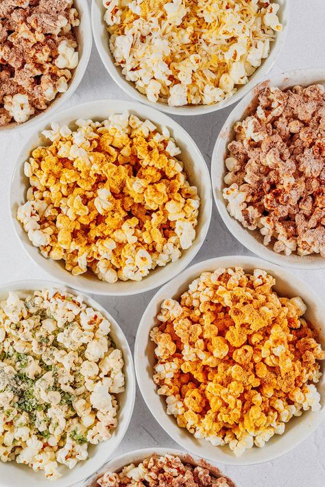 Making homemade popcorn seasoning is so much easier than you would think. Today I’m showing you how to make 7 of our favorite popcorn flavors, from herby ranch to cinnamon sugar! These seasonings have been munched down on in thousands of kitchens since I first published this recipe years ago - yours next? Popcorn Mix Ins, Diy Popcorn Seasoning, Homemade Popcorn Flavors, Homemade Popcorn Seasoning, Popcorn Recipes Savory, Homemade Popcorn Recipes, Cinnamon Sugar Popcorn, Ranch Popcorn, Popcorn Seasoning Recipes